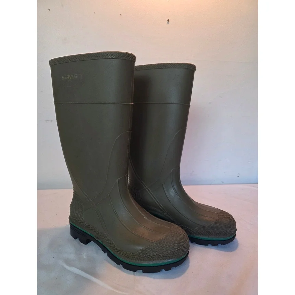 Servus by Honeywell Mens 6 Olive Green Rubber Waterproof Rain Work Boots USA